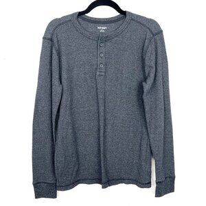 Old Navy Thermal Henley Long‎ Sleeve Shirt Built In Flex Grey Men's Medium